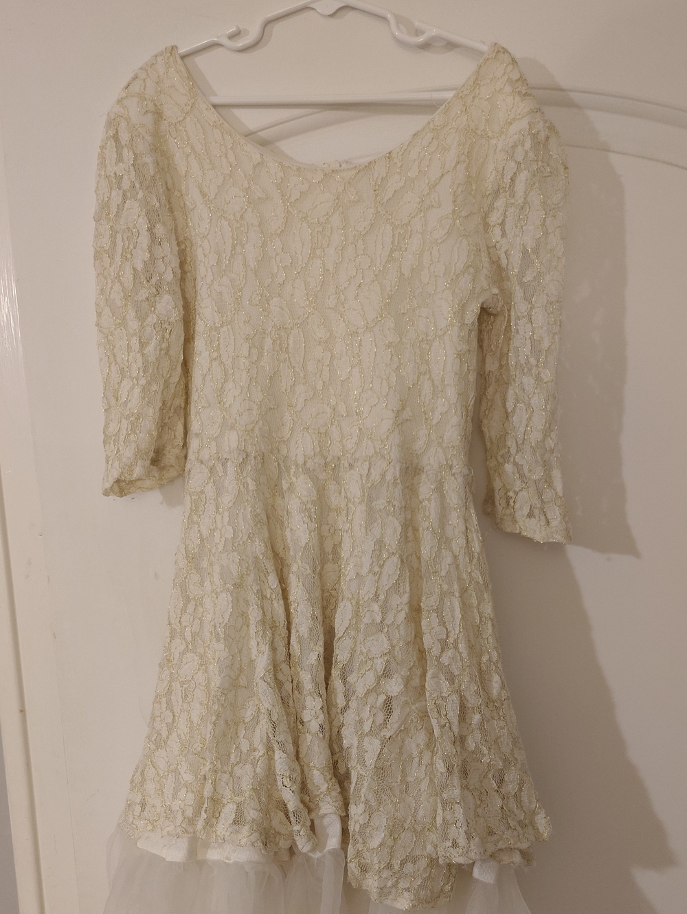 Elegant Cream Lace Fit-and-Flare Dress